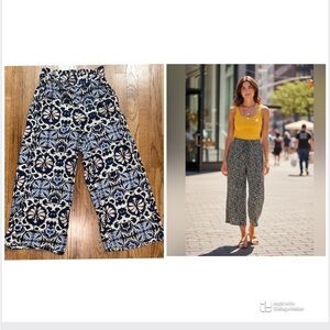 Rachel Zoe Floral Patterned Linen Boho Wide-Leg Cropped Pants Small